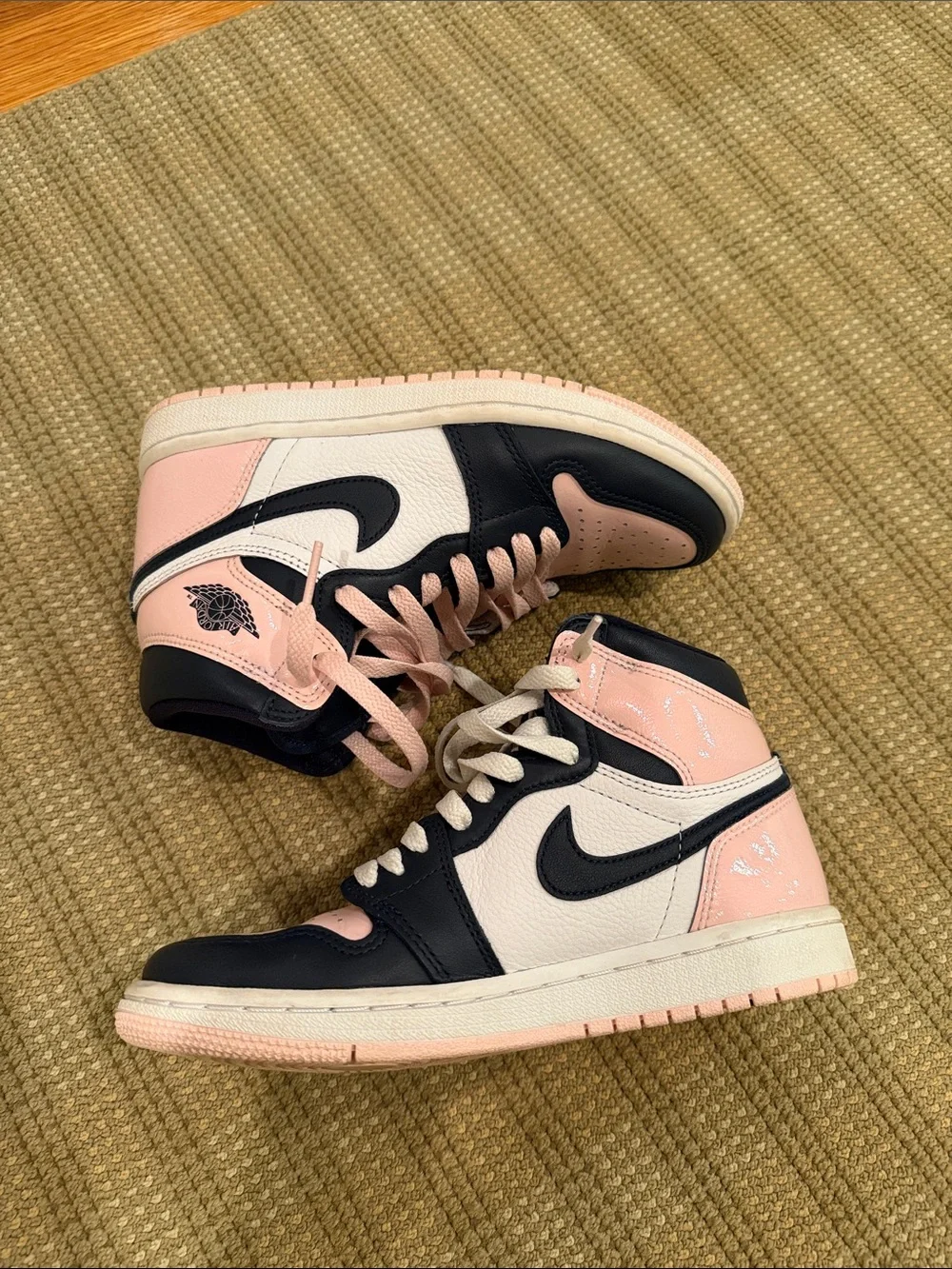 Kids High-Top Sneakers in Navy and Pink